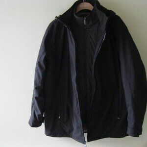 Weatherproof Ultra Tech Jacket, Double Zip Hooded Water Repellant Coat black XL